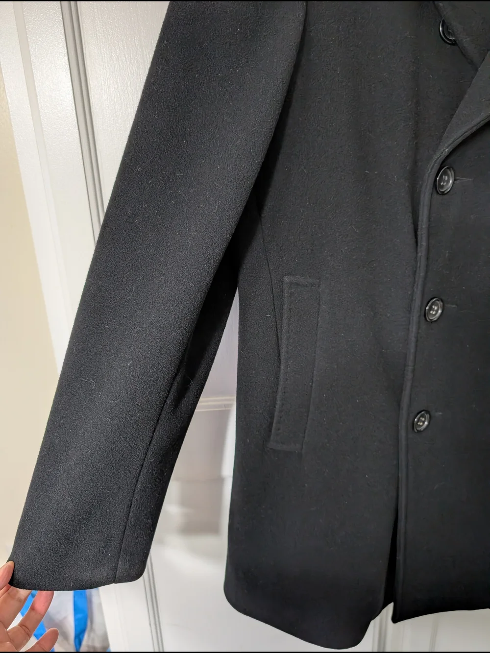 BR Classic Wool/Cashmere Men's Double Breasted Black Peacoat L